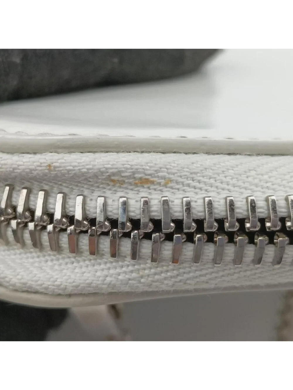Prada Triangle Chain Pouch White Leather
